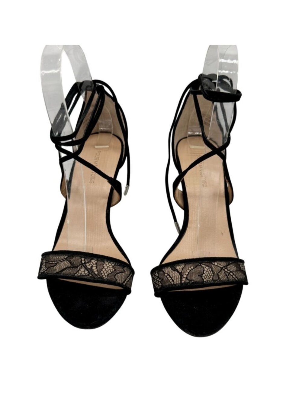 Pour La Victoire Black Lace Heels - Size 6.5